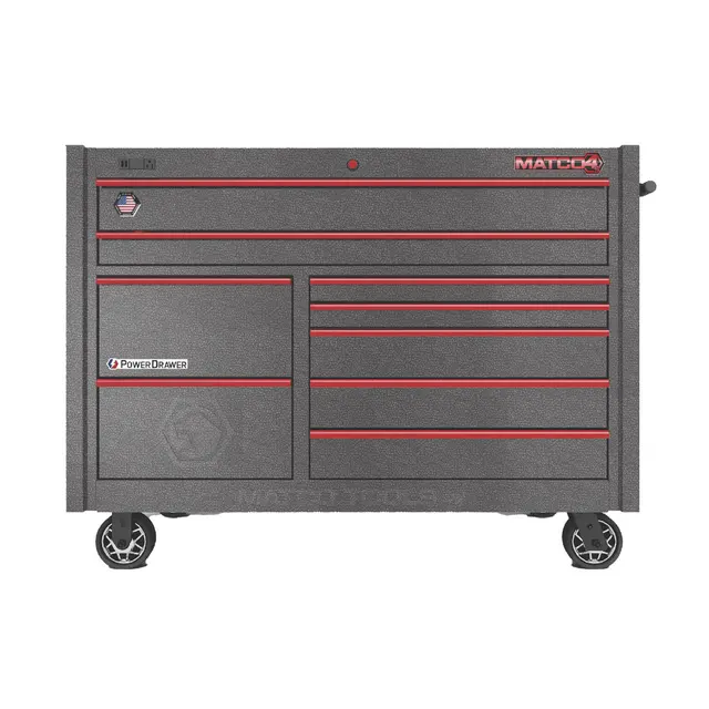 "57" x 28" DOUBLE-BAY 4s SERIES TOOLBOX (SILVER VEIN/RED)