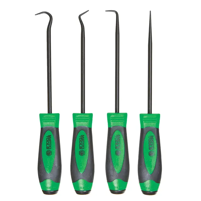 4 PIECE HOOK AND PICK SET WITH METAL CAP - GREEN