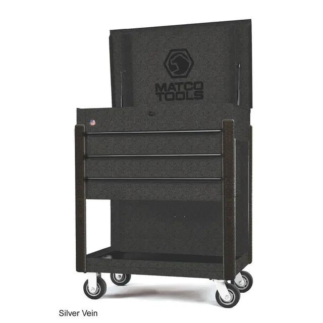 35” x 22” JSC453 ROLLING TOOL CART (SILVER VEIN/BLACK)
