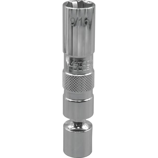3/8" DRIVE 9/16" SAE 6 POINT 3½" LONG UNIVERSAL SPARK PLUG SOCKET WITH RETAINING TABS