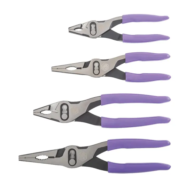4 PIECE 3-POSITION PLIER SET - PURPLE