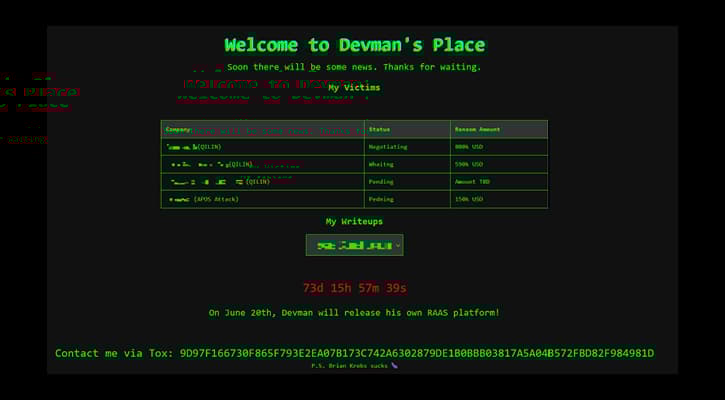 Figure 3: Qilin mentioned on Devman’s data leak site. 