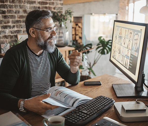 Man presenting webcast