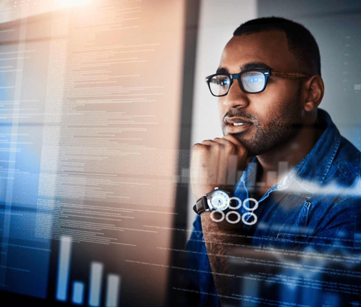 Man Looking at charts 