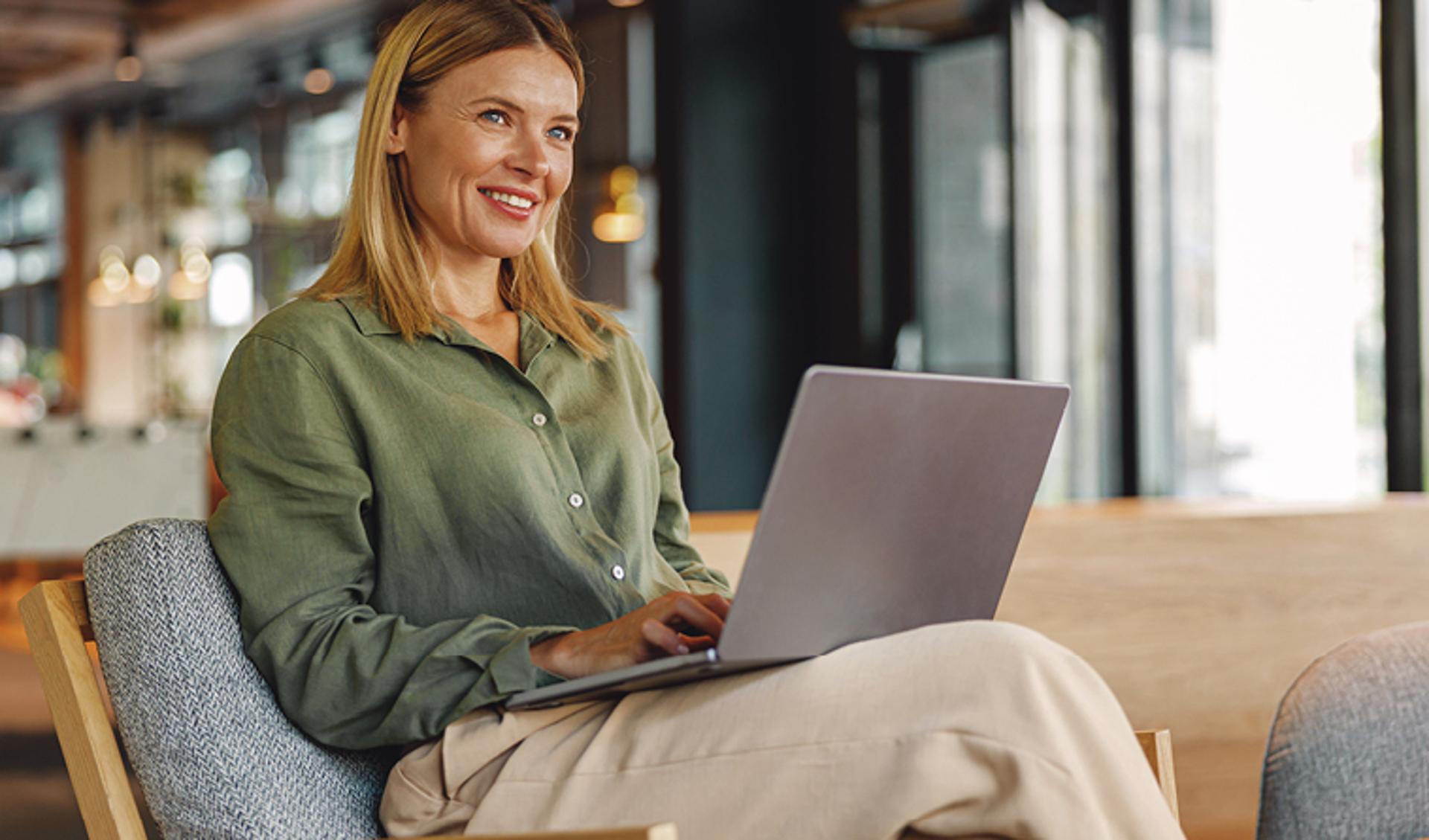 Woman working on laptop