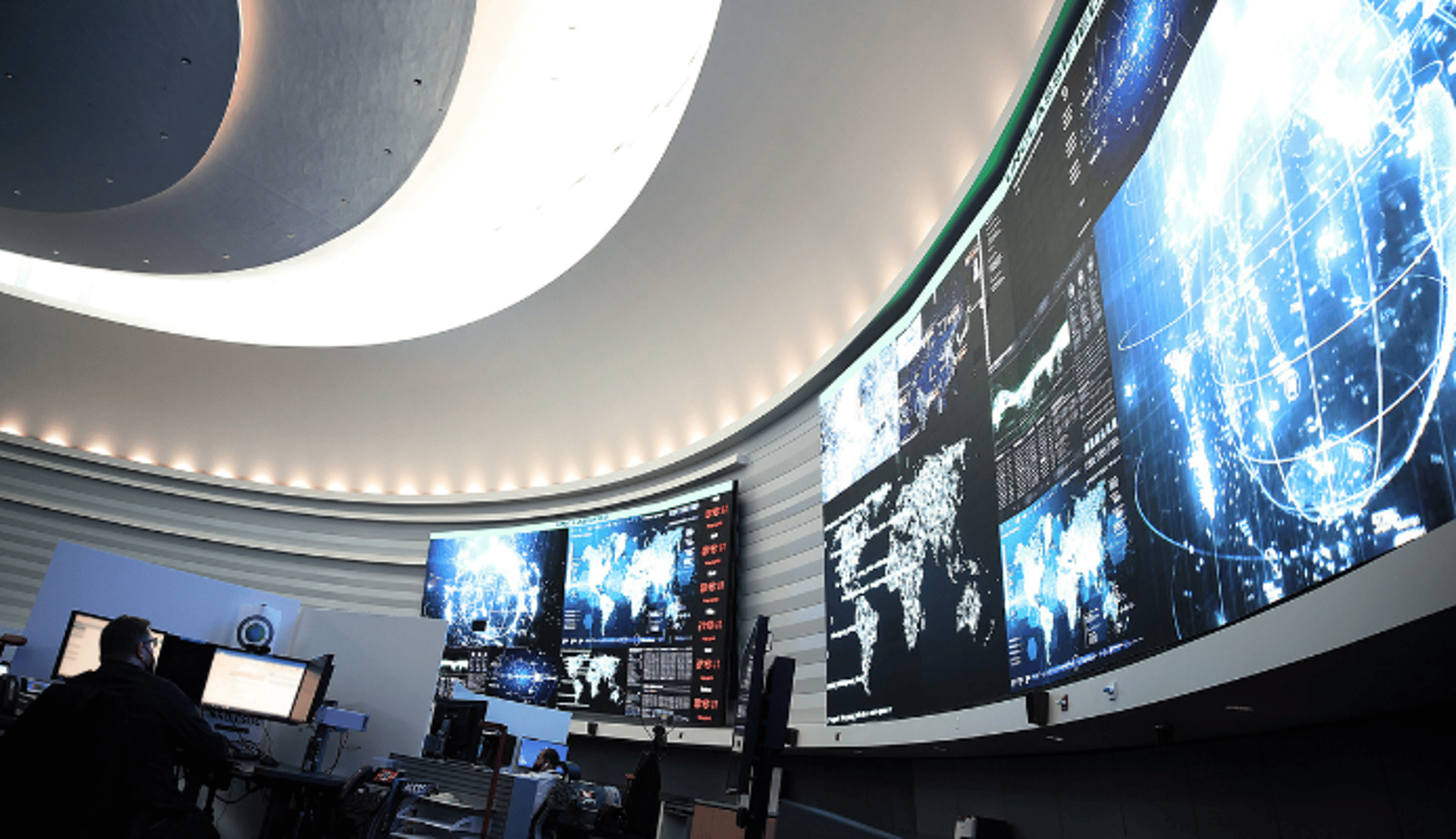 High-Tech War Room with Monitors