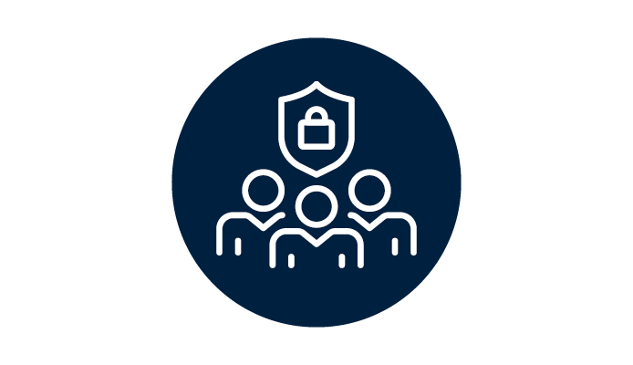 Three Figures Under Lock and Shield