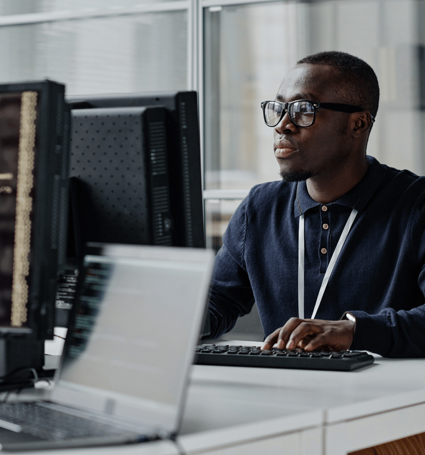 Man Using a Computer in an Office