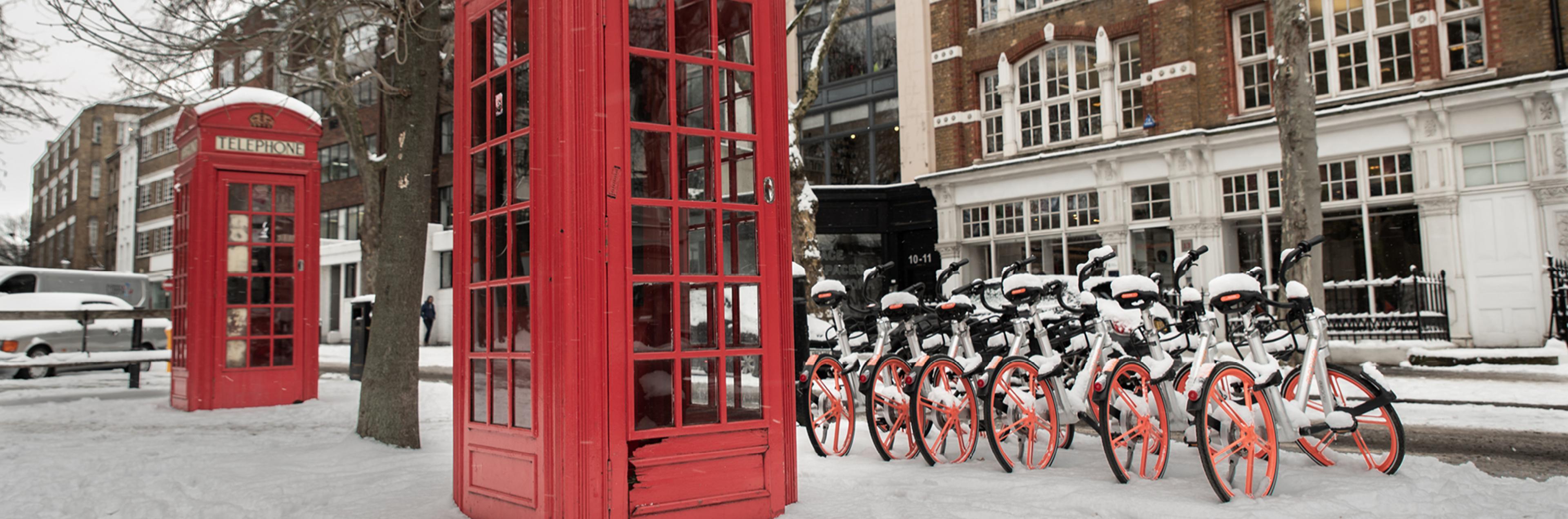 London, Snow and Telephone Box