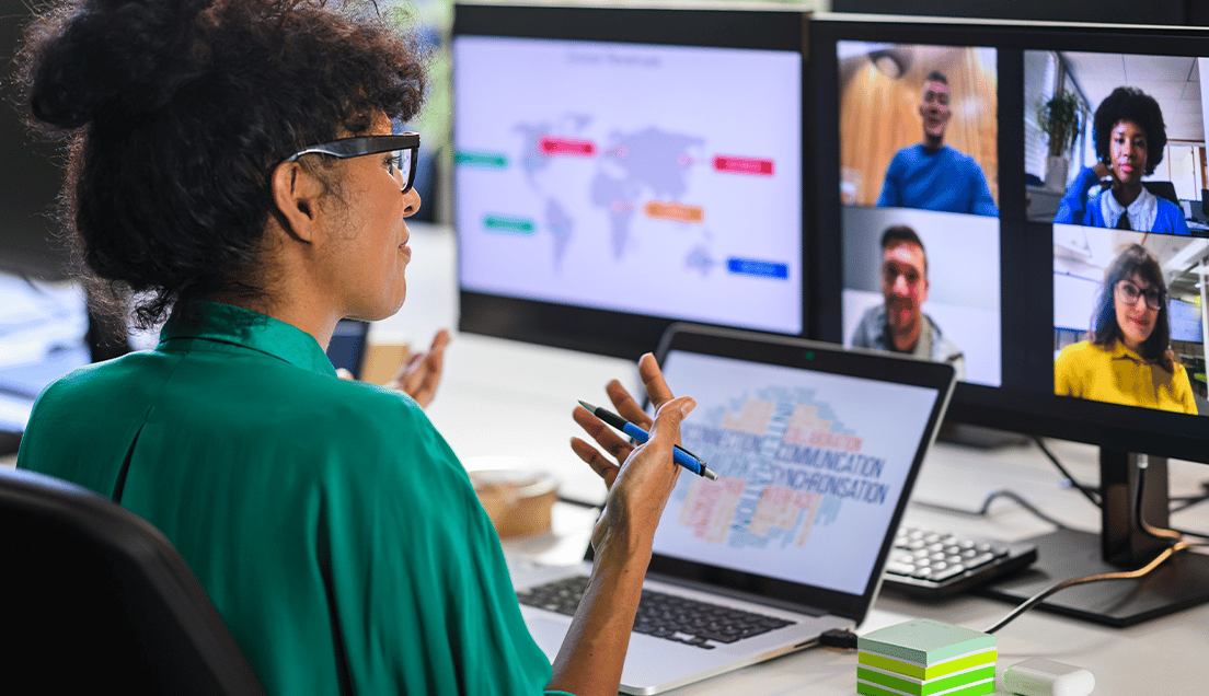 Person presenting a webcast