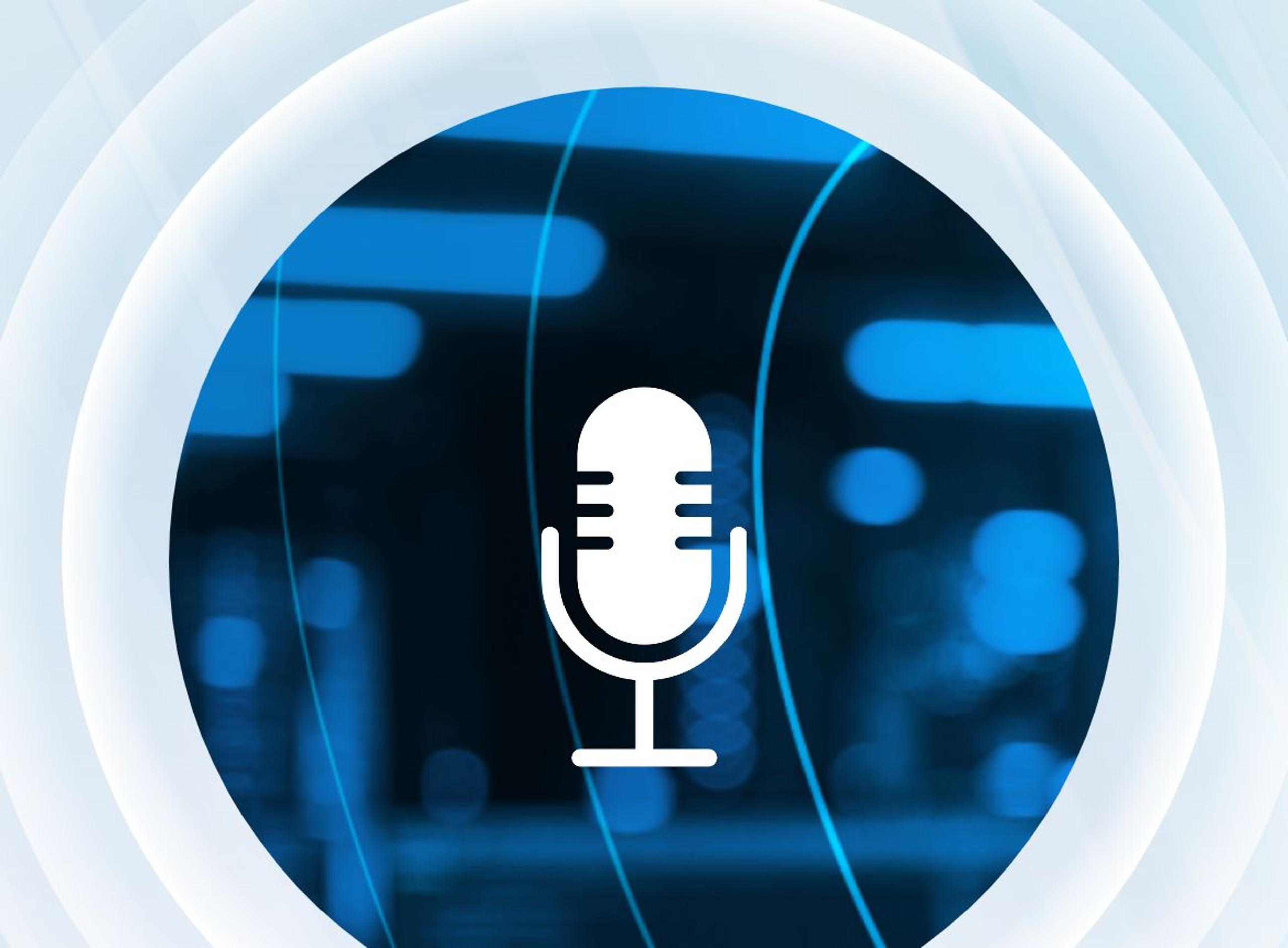 White Microphone Blue Background