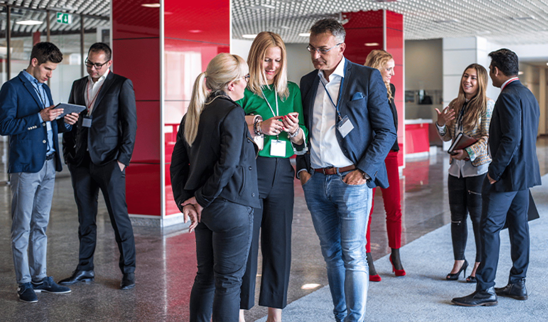 Three People Networking in Hotel