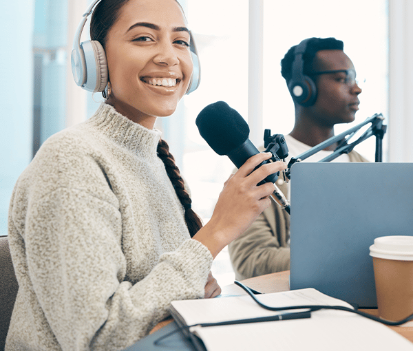 Woman presenting webcast
