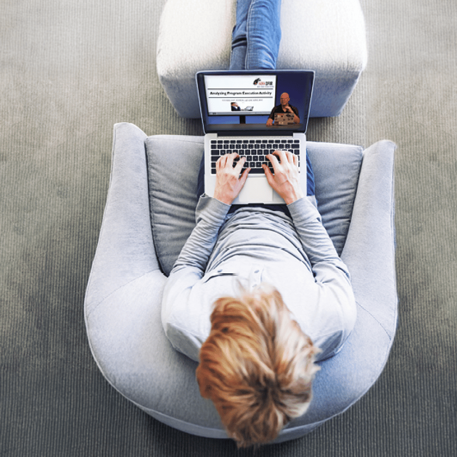 Overhead Shot of Woman on Chair Taking Ondemand Training