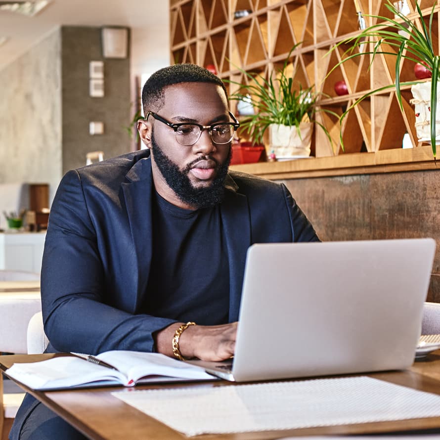 Man working on laptop