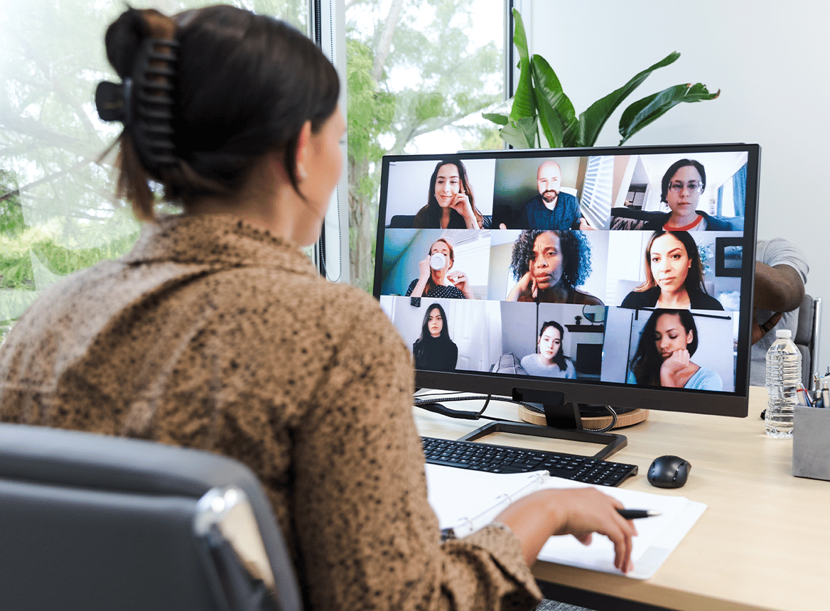 Woman Taking Part in Zoom Call at Home