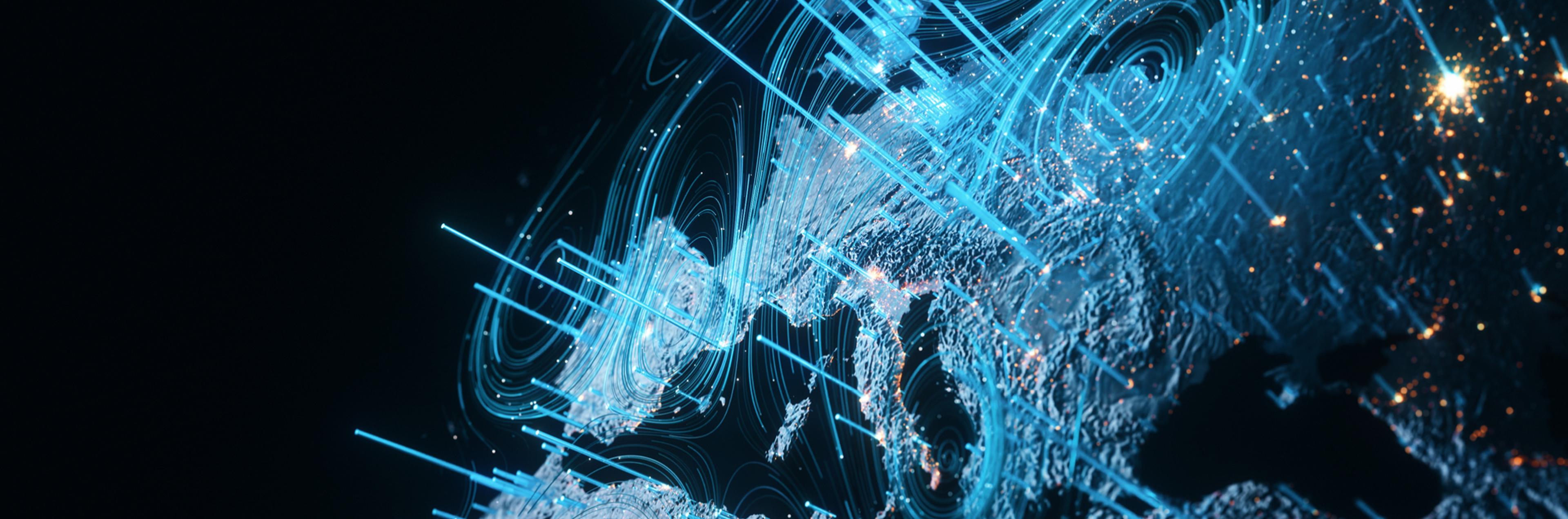 Europe: Online, Blue Swirls Over Europe