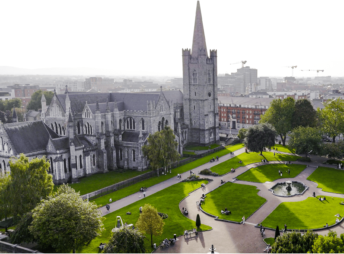 Dublin, Large Church By Park