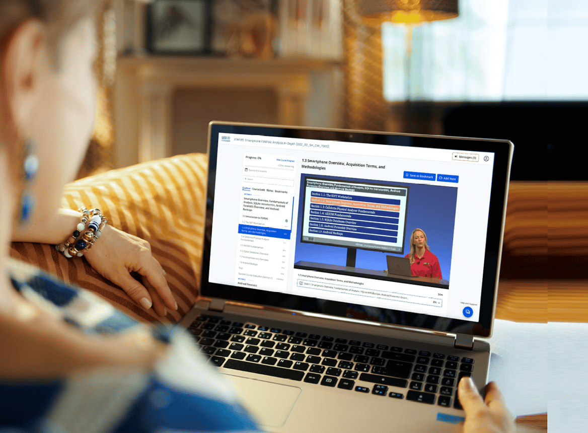 Over the Shoulder View of Ondemand Training on a Laptop