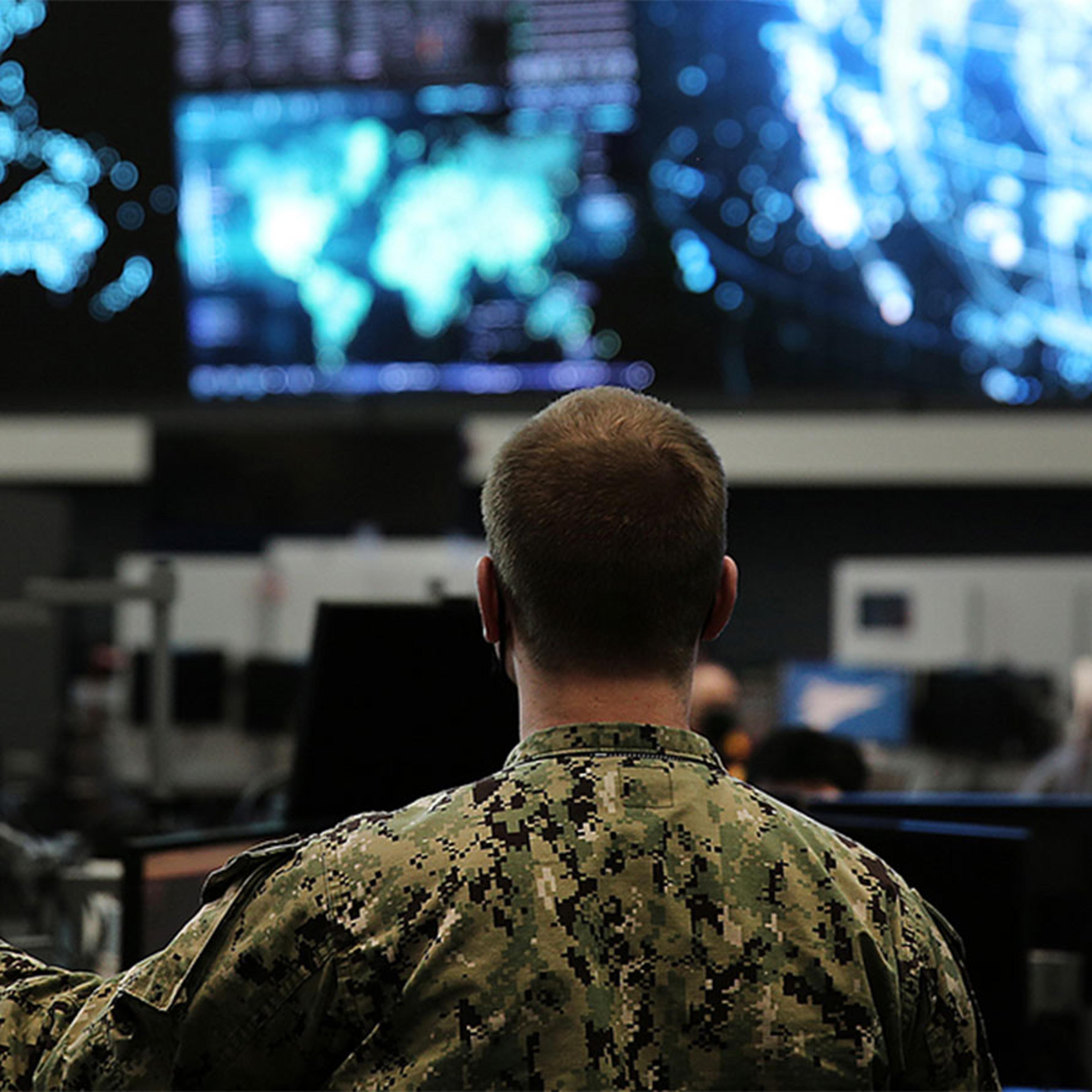 Soldier in Command Center
