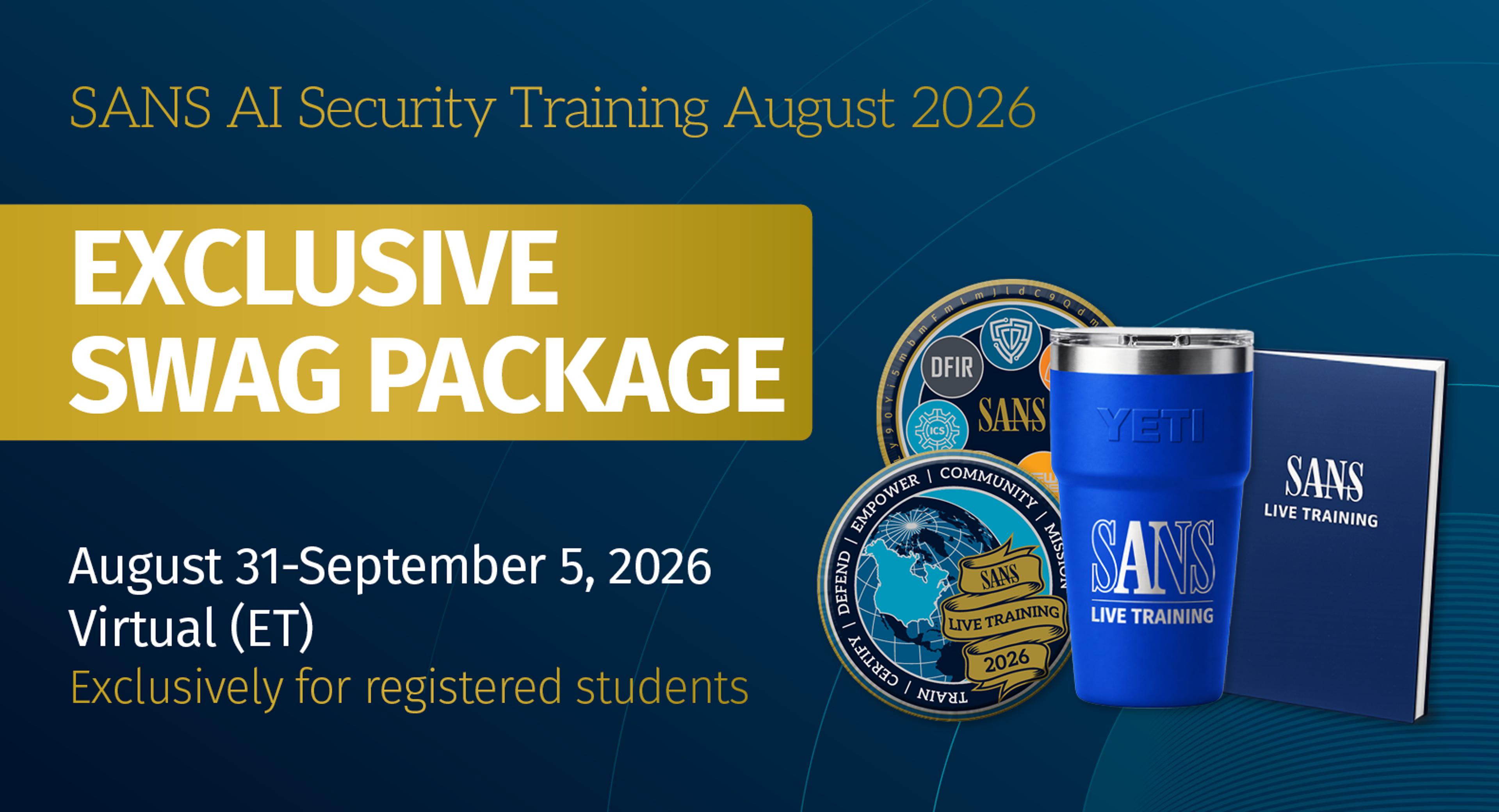 SANS AI Security Training August 2026: Exclusive Swag Package