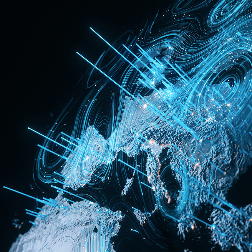 Europe: Online, Blue Swirls Over Europe