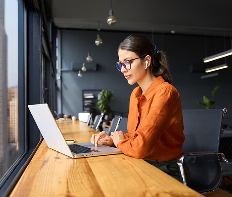 Woman working on laptop