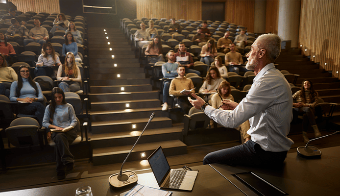 Lecture Hall With Students and Teacher
