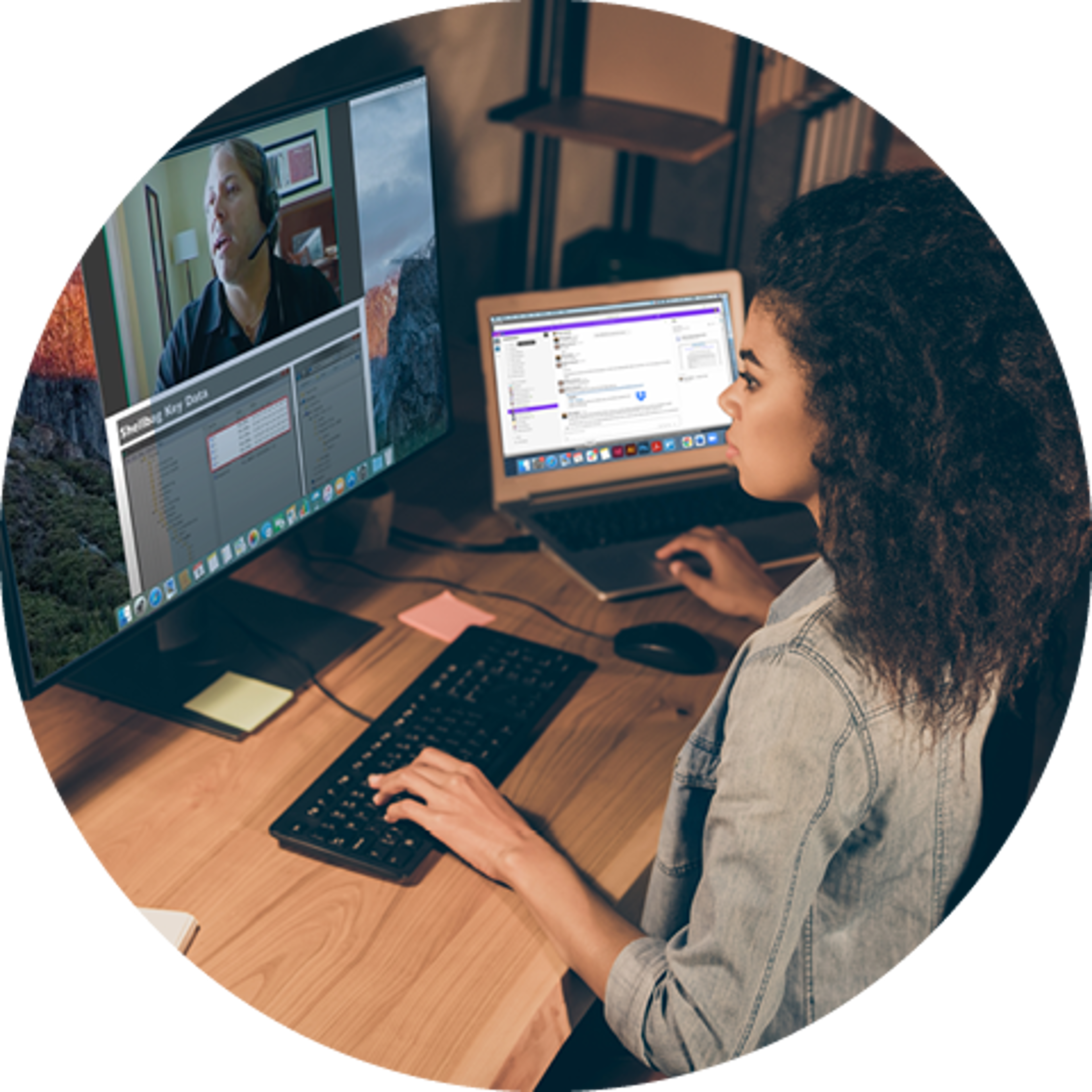 Woman taking virtual class
