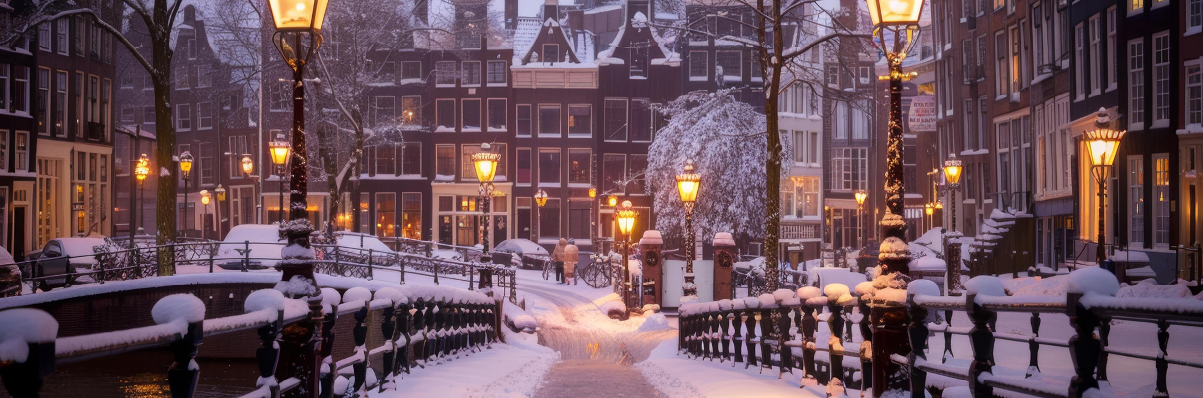 Amsterdam, City Covered in Snow