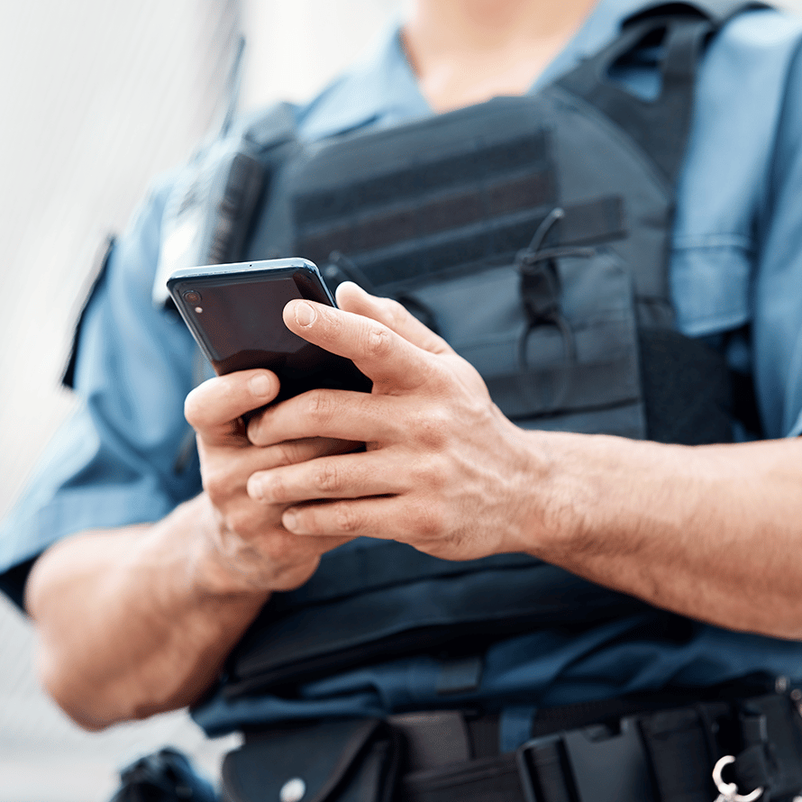 Police Officer Using Phone