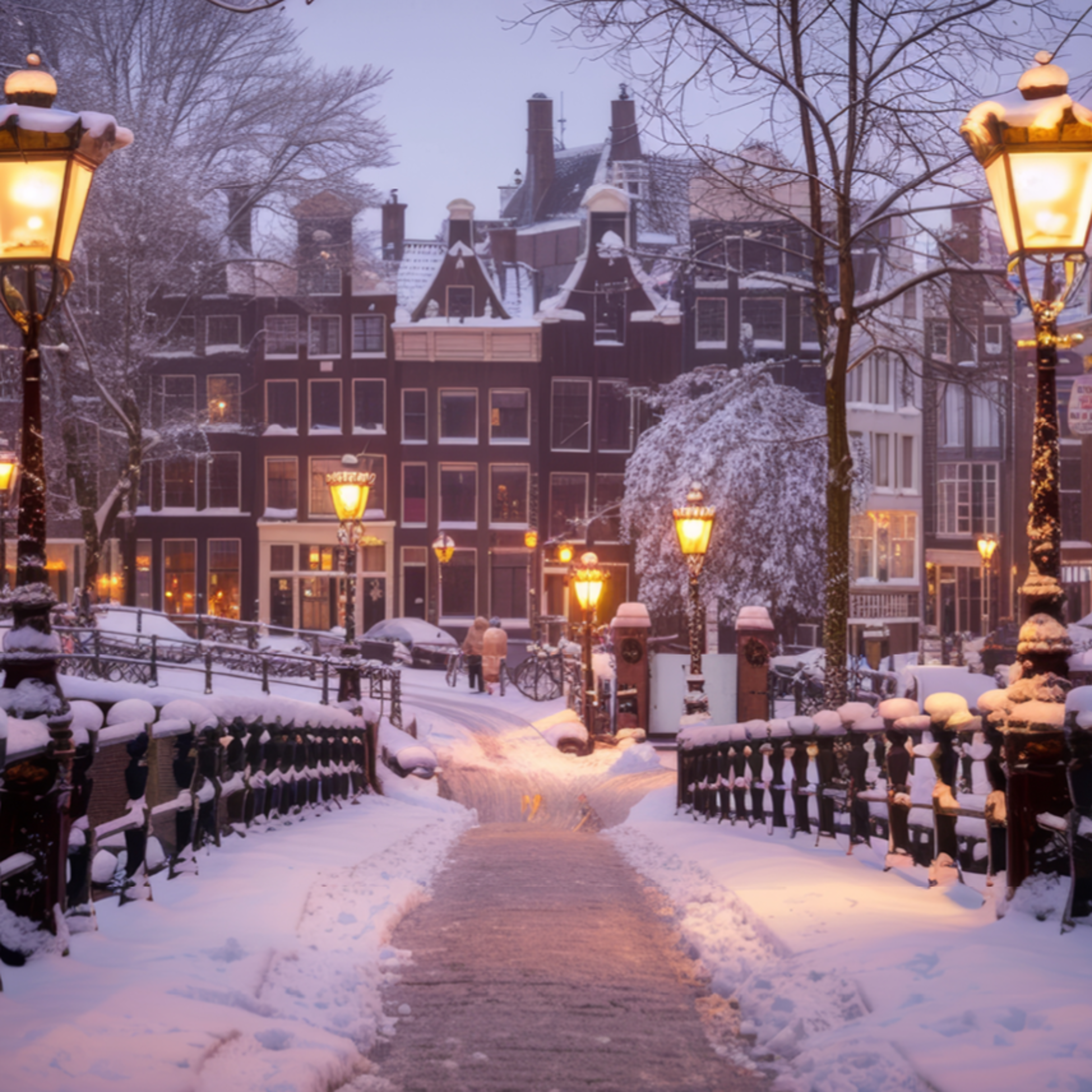 Amsterdam, City Covered in Snow