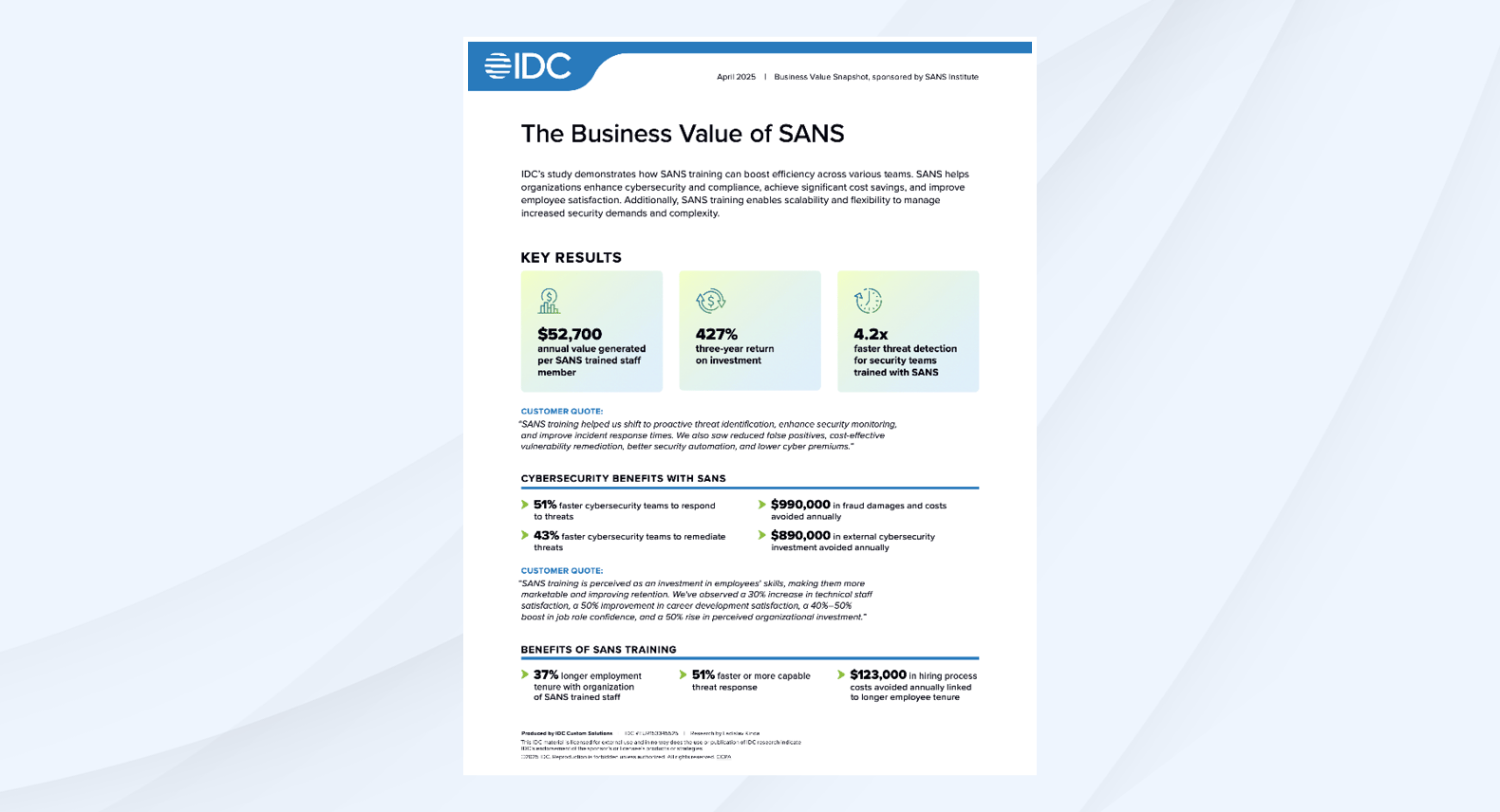 The ROI Case for SANS