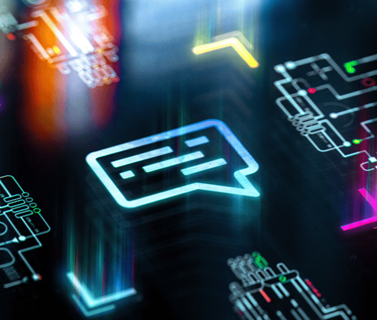 Glowing Text Bubble on Surface