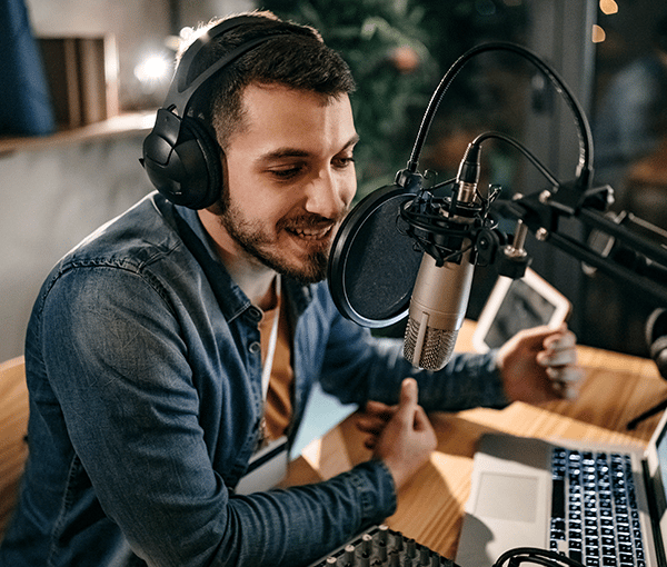 Man presenting webcast