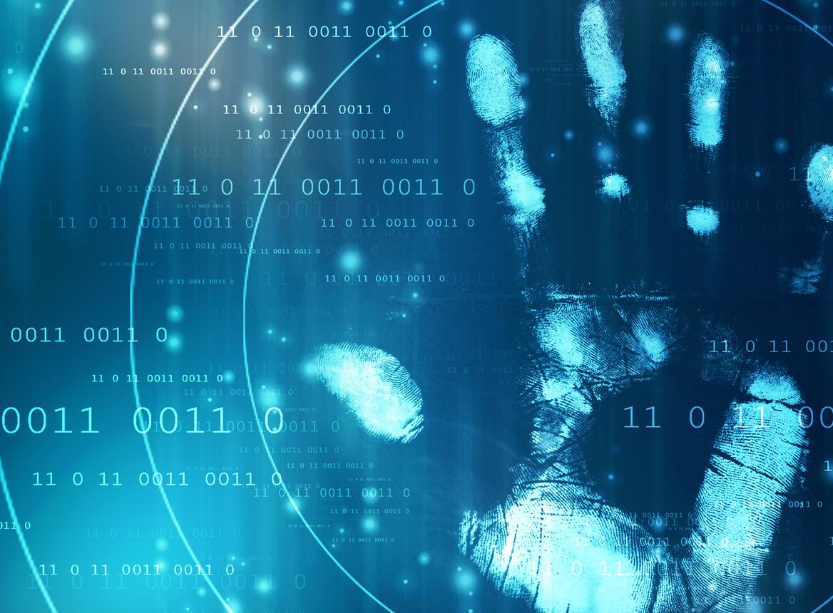 Outline of Hand With Blue Code