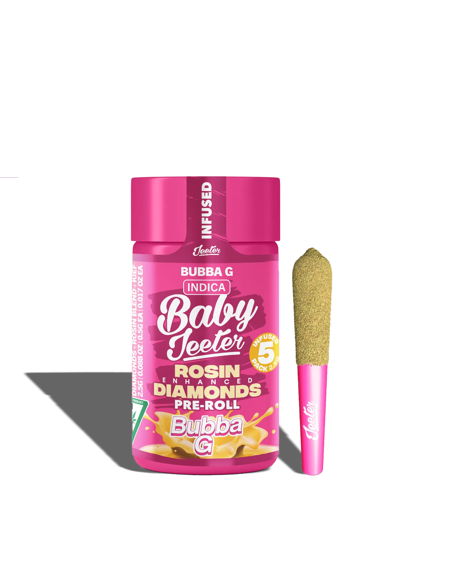 Live Rosin Enhanced Baby Jeeter Bubba G Infused Preroll 5-pack