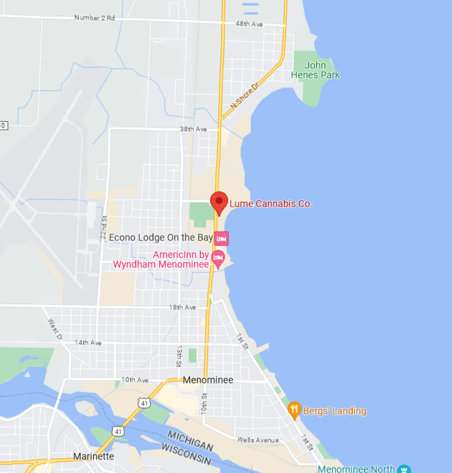 Location of Lume Cannabis dispensary in Menominee, MI