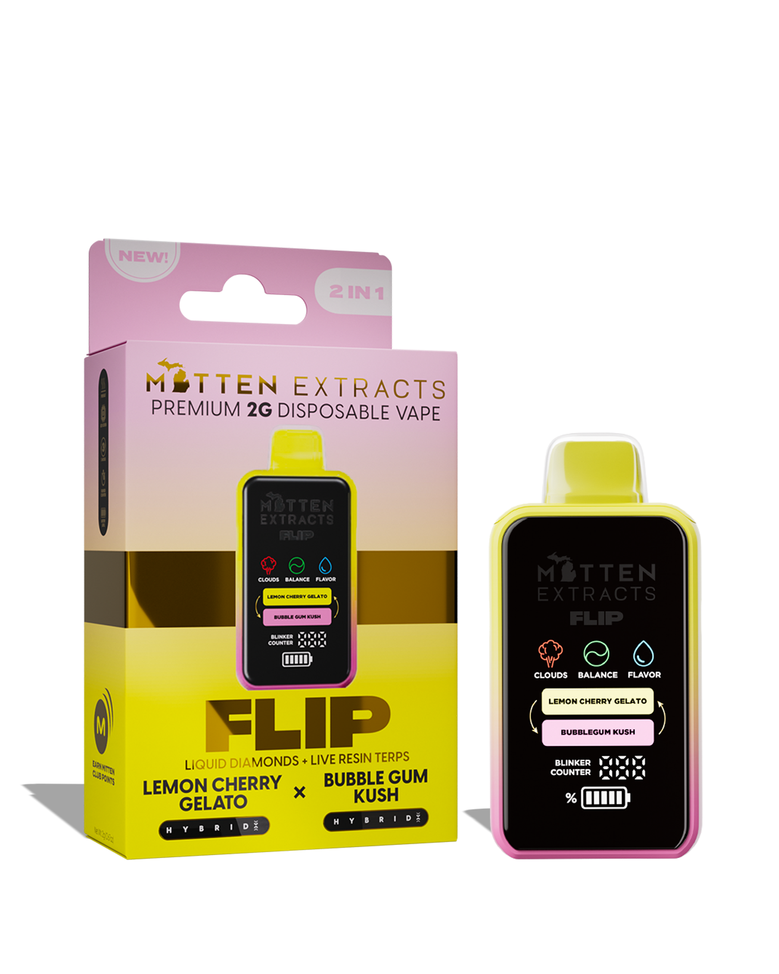 Lemon Cherry Gelato X Bubble Gum Kush Flip Disposable Cart 2g, 1 of 1