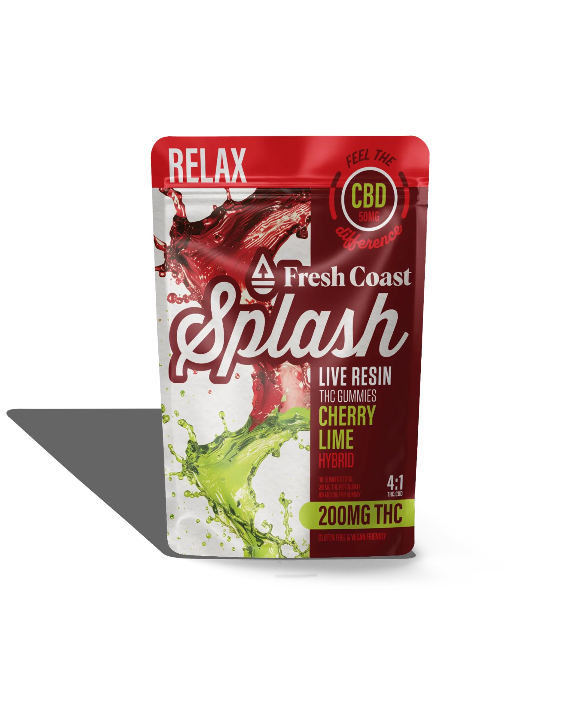 Cherry Lime 4:1 THC:CBD Live Resin Infused Gummies 10x20mg