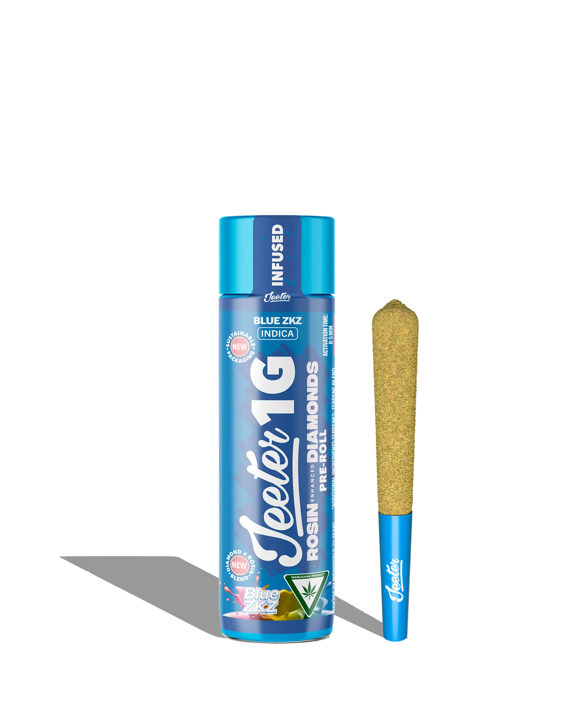 Live Rosin Enhanced Jeeter Blue Zkz Infused Preroll 1g