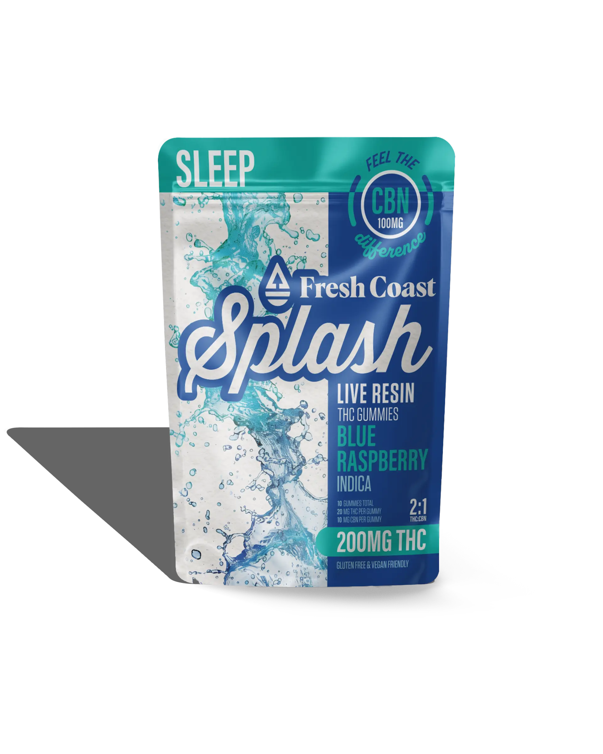 Blue Raspberry 2:1 THC:CBN Live Resin Infused Gummies 10x20mg