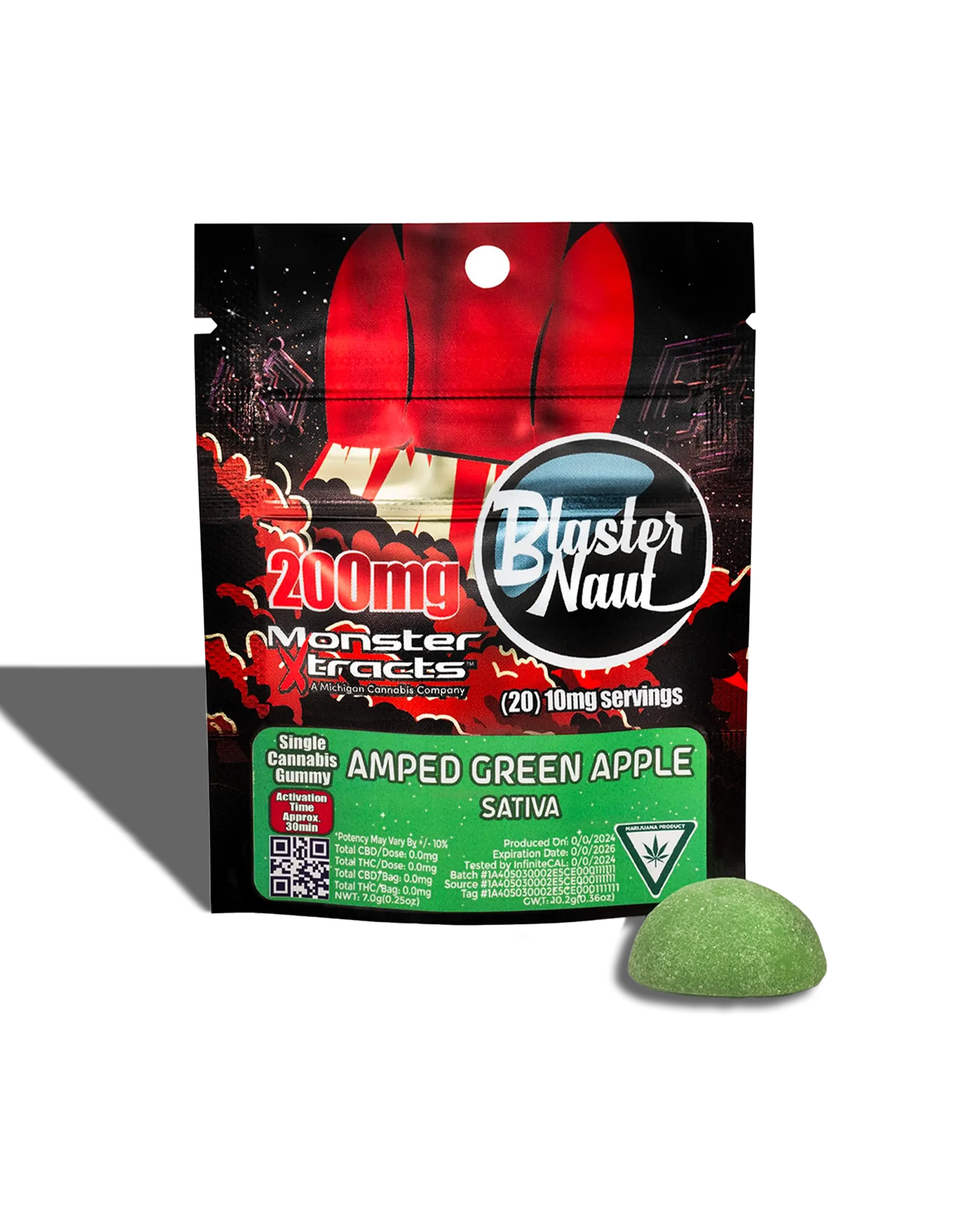 Blaster Naut Amped Green Apple Single Serve Gummy 200mg