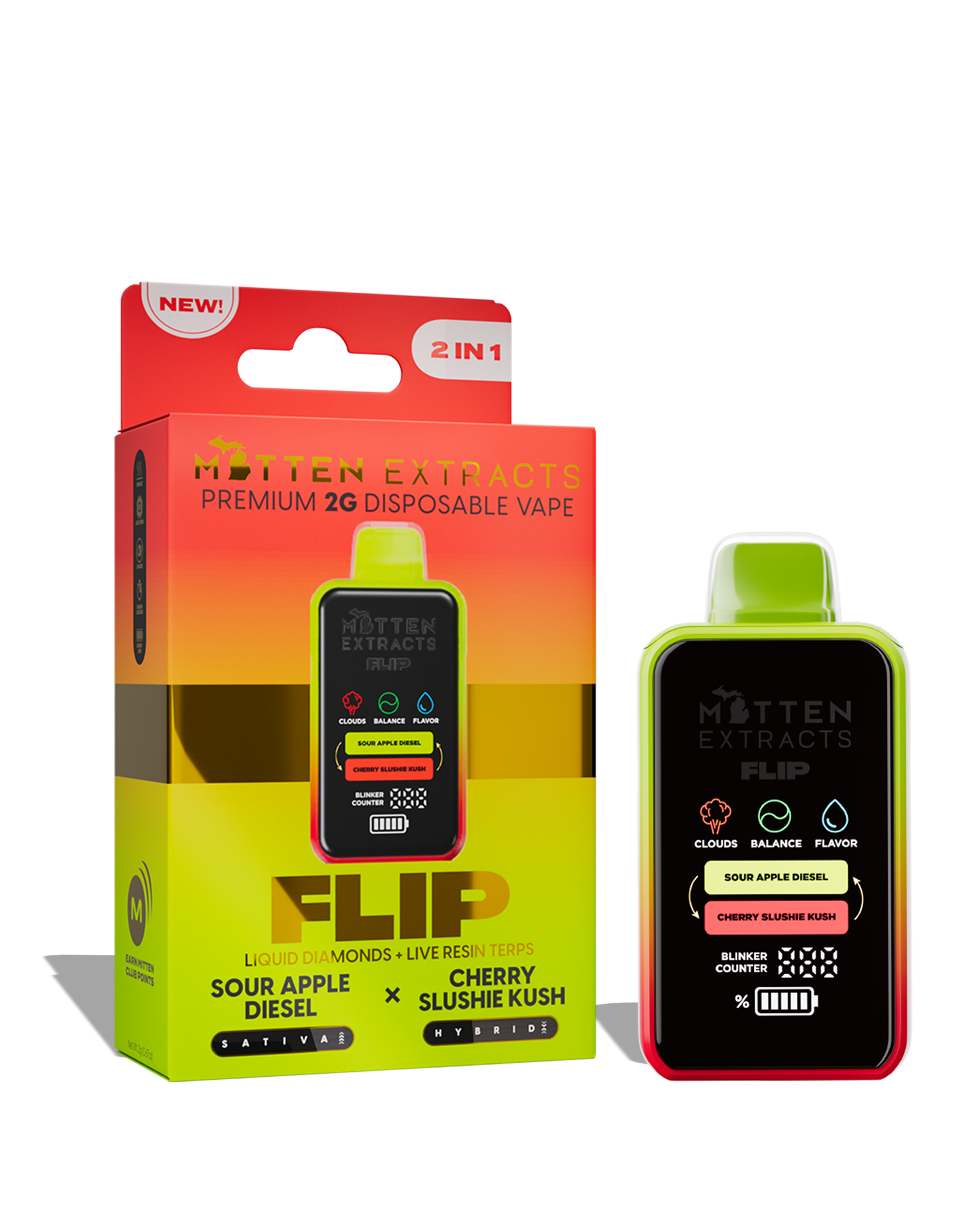 Sour Apple Diesel X Cherry Slushie Kush Flip Disposable Cart 2g, 1 of 1
