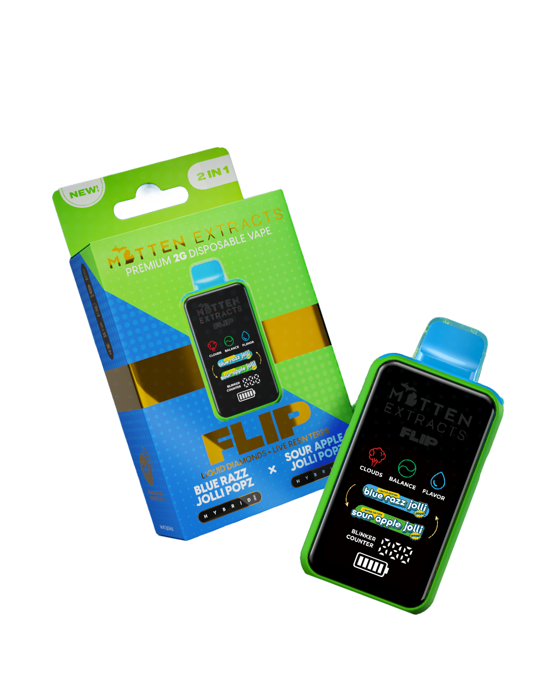 Blue Razz Jolli Popz X Sour Apple Jolli Popz Flip Disposable Cart 2g, 1 of 1