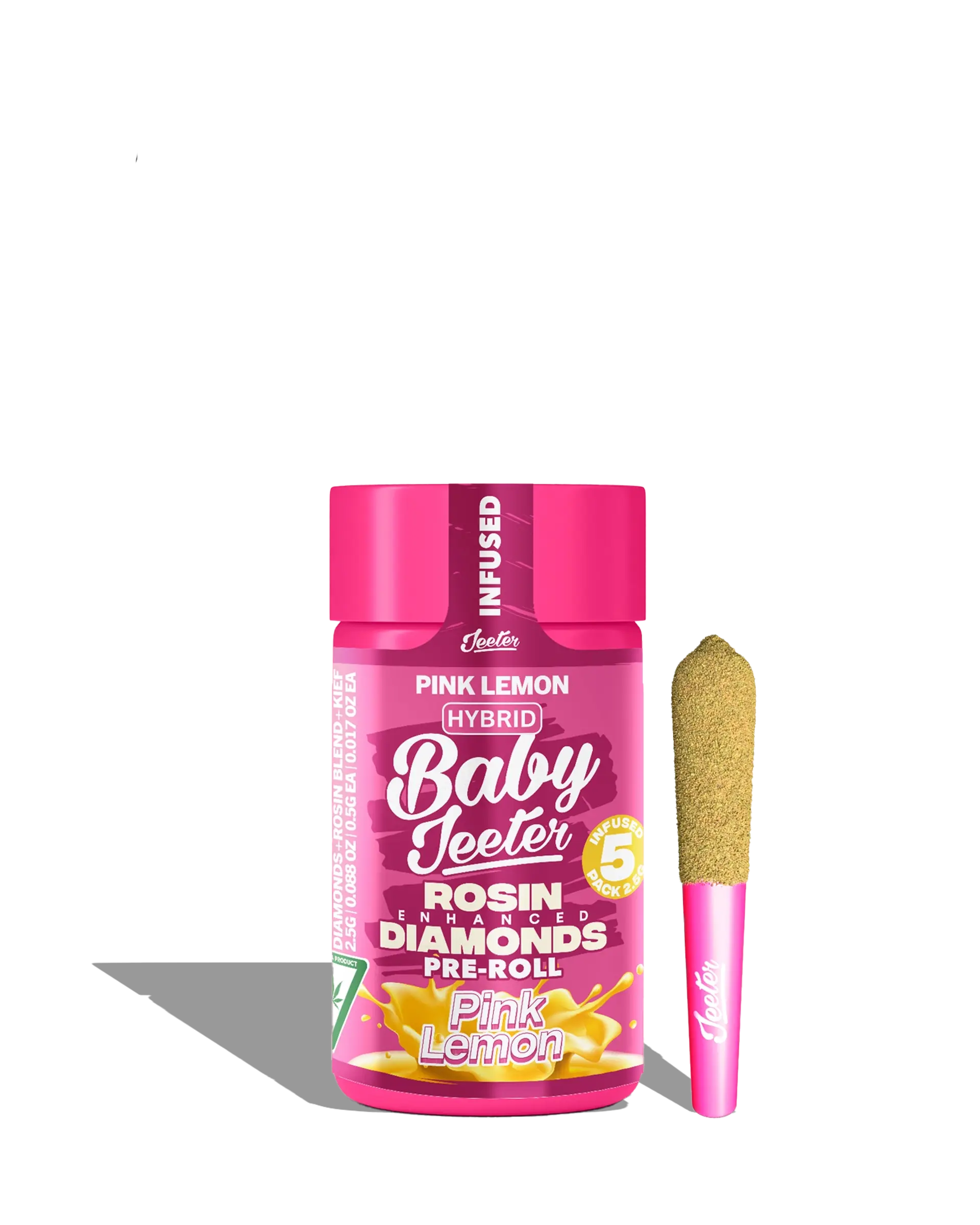 Live Rosin Enhanced Baby Jeeter Pink Lemon Infused Preroll 5-pack