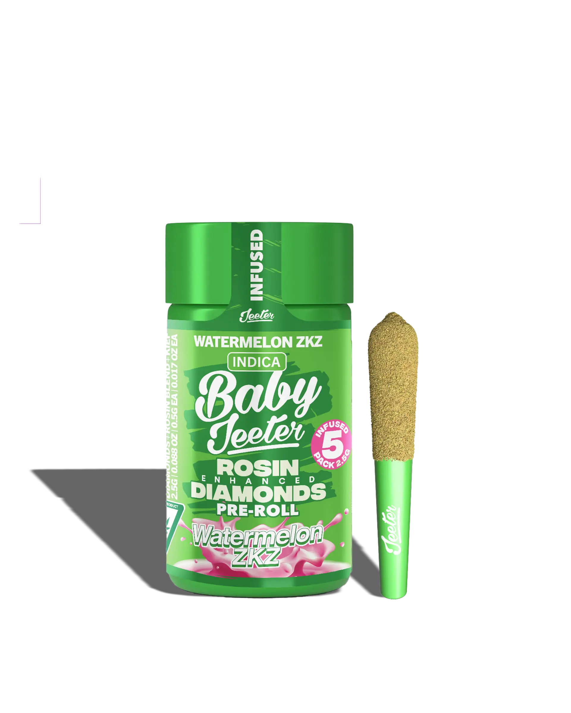 Live Rosin Enhanced Baby Jeeter Watermelon ZKZ Infused Preroll 5-pack
