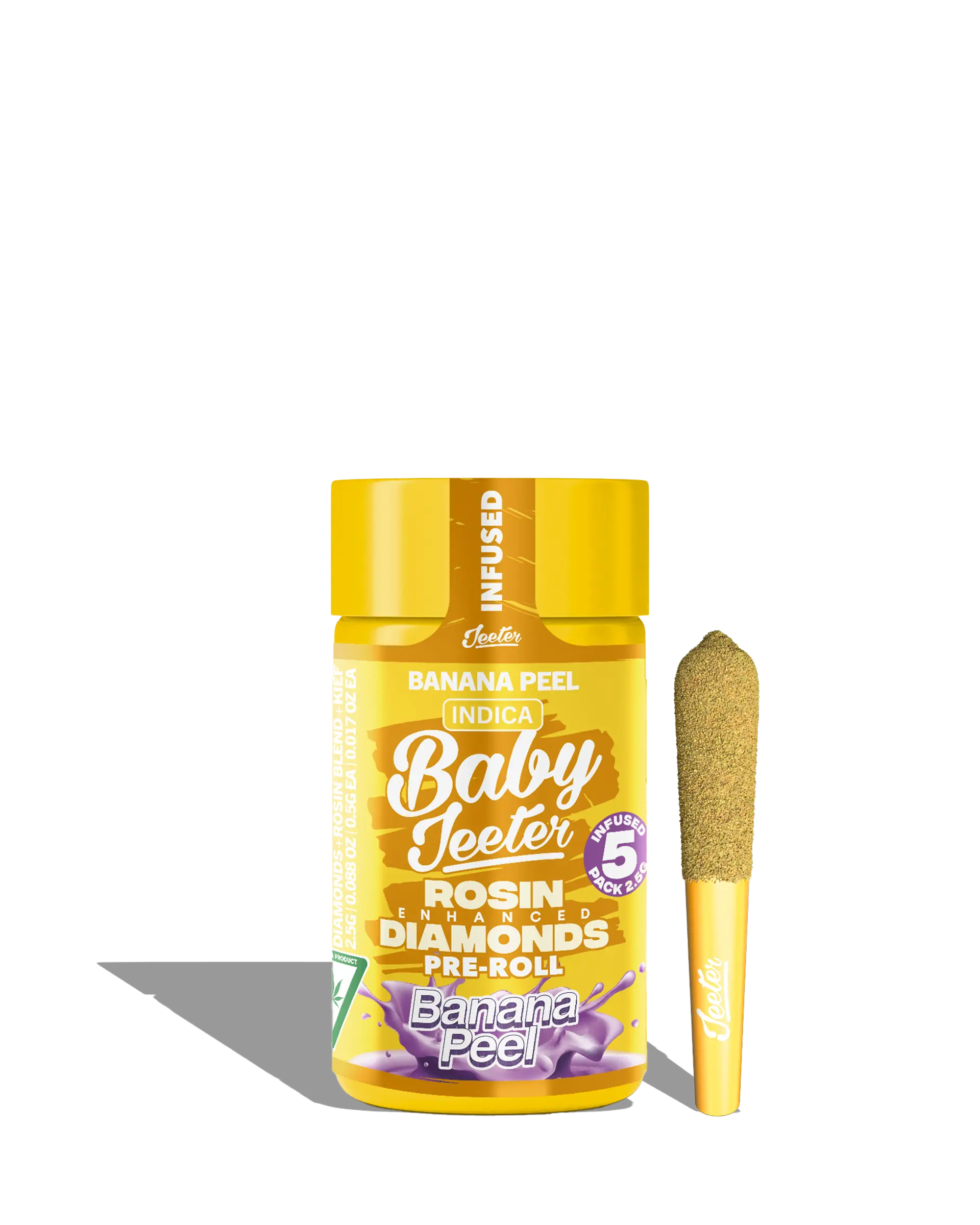 Live Rosin Enhanced Baby Jeeter Banana Peel Infused Preroll 5-pack