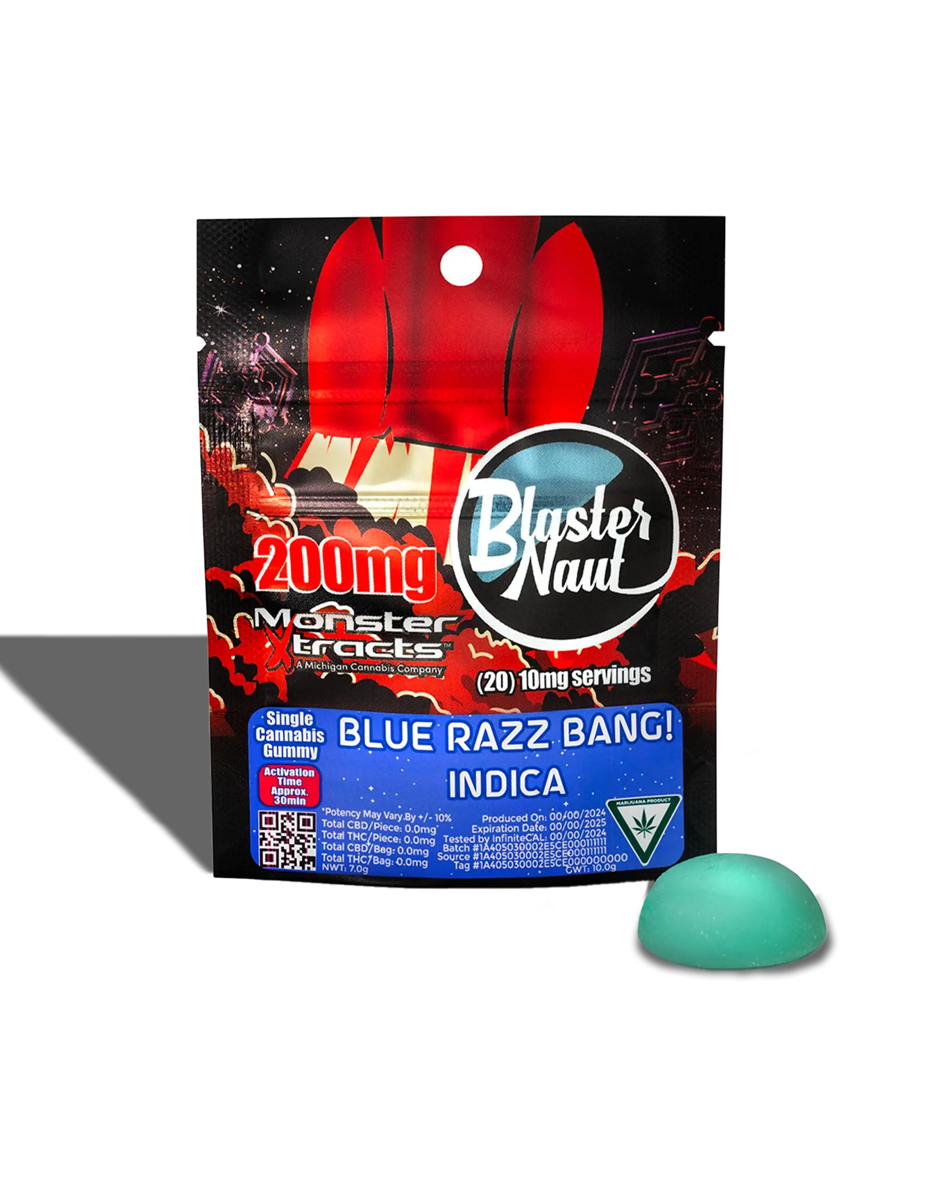 Blaster Naut Blue Razz Bang Single Serve Gummy 200mg
