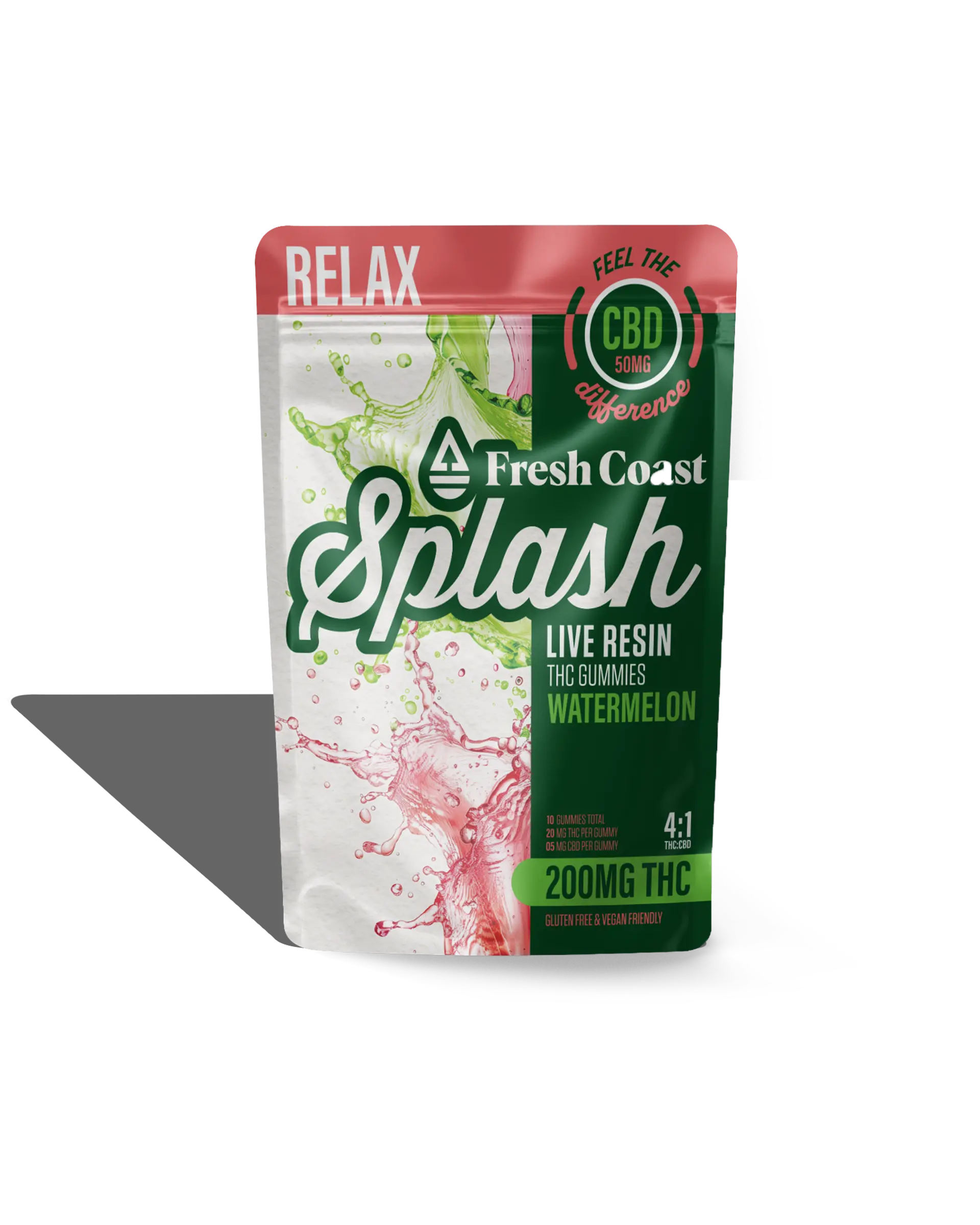 Watermelon 4:1 THC:CBD Live Resin Infused Gummies 10x20mg